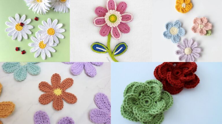 5 Crochet Flower Applique Patterns That Look Like Blooming Art