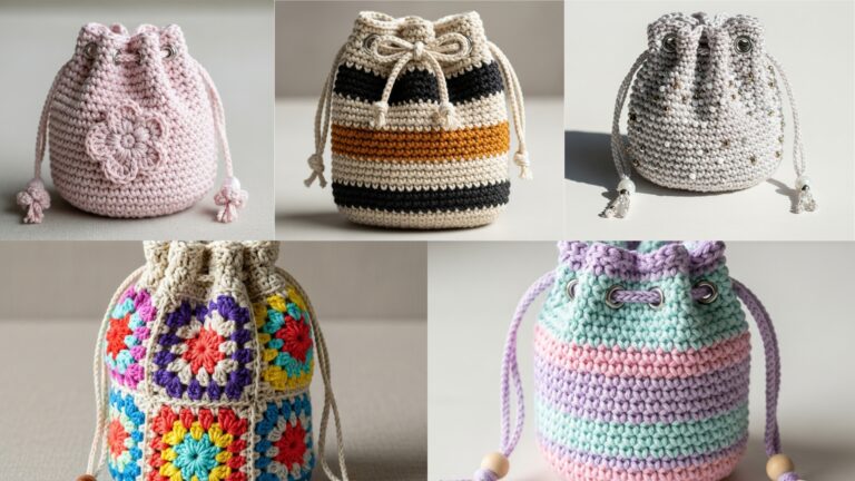 5 Mini Crochet Drawstring Pouch Patterns for Jewelry & Trinkets