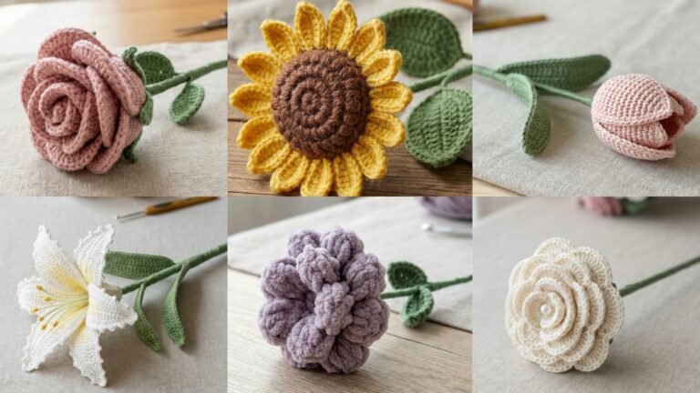 6 Romantic Crochet Flower Patterns for DIY Bouquets