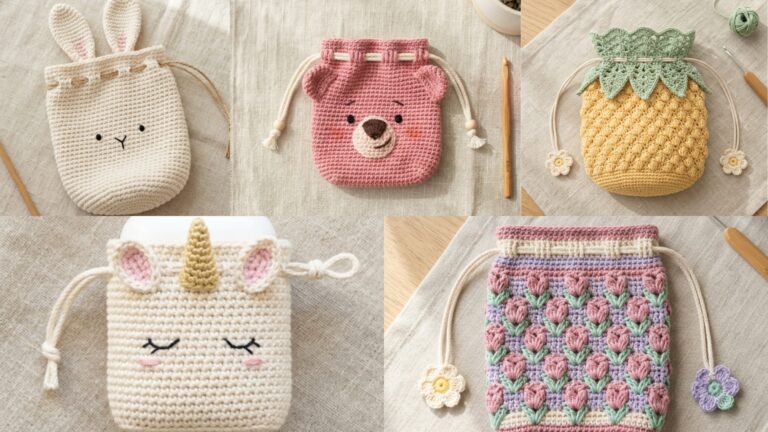 5 Easy Crochet Drawstring Pouch Patterns Beginners Can Make